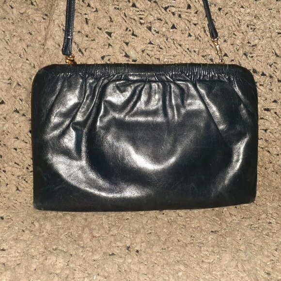 Vintage BALLY CANADA-Navy Blue Snakeskin Convertible Clutch/Shoulder-Near Mint - Picture 5 of 8